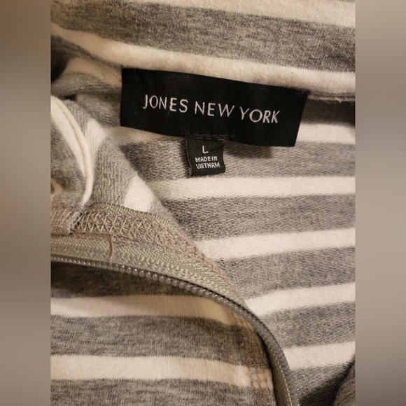 Gray and White Striped Zip-Up Jacket - Picture 2 of 6